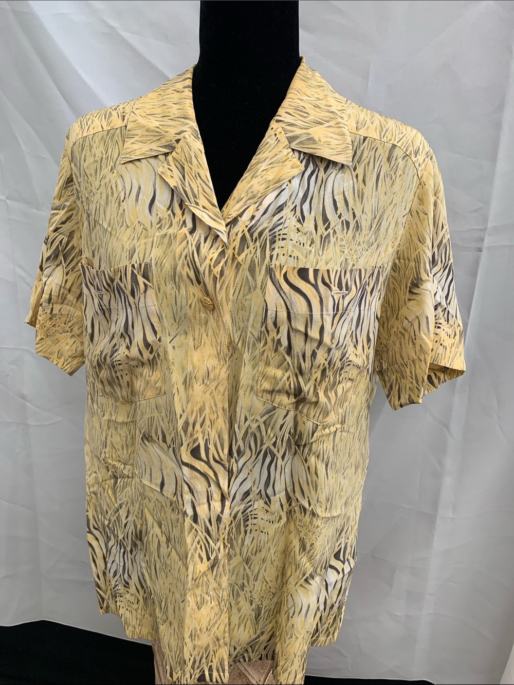 Escada Yellow Patterned Women's Button-Down Shirt